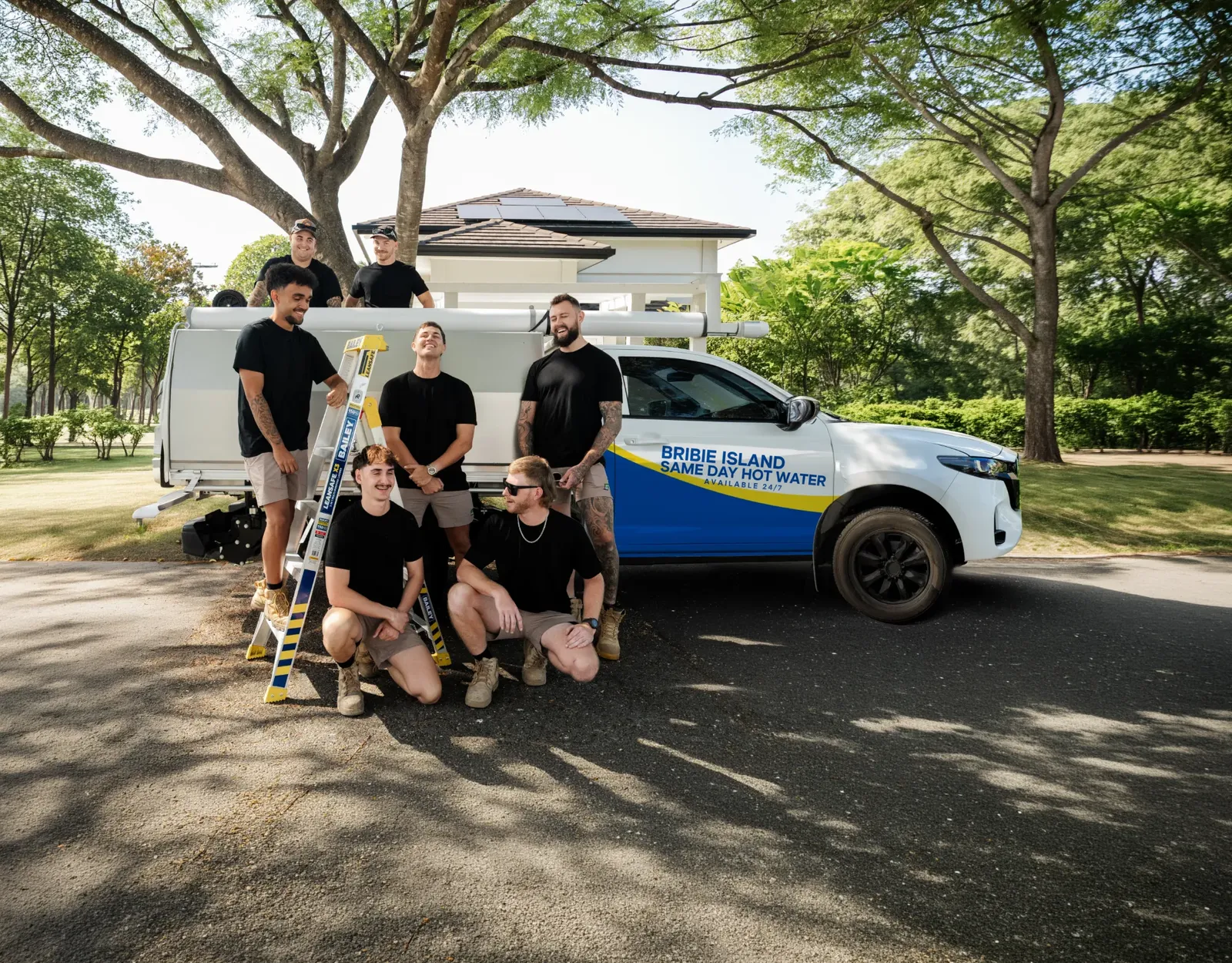 Bribie Island Same Day Hot Water team and ute